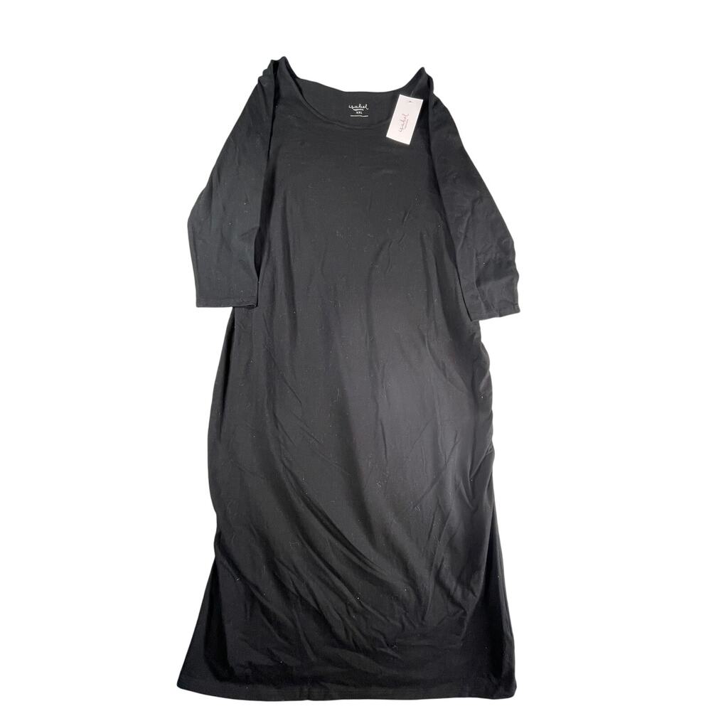 Isabel Maternity Dress Womens XXL 2XL Black Scoop Neck Long Knit Stretch NWT